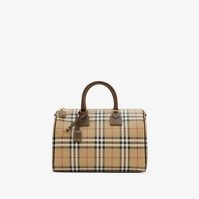 Medium Check Bowling Bag in Military - Women | Burberry® Official