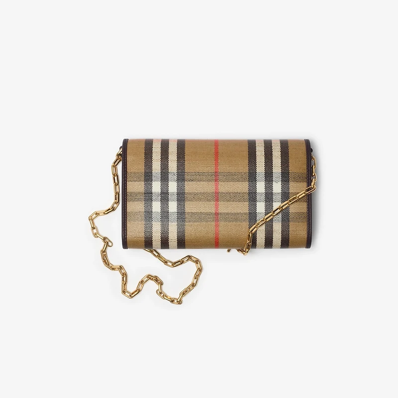 Highlands Chain Strap Wallet​ in Sand - Women, Cotton, Linen | Burberry® Official
