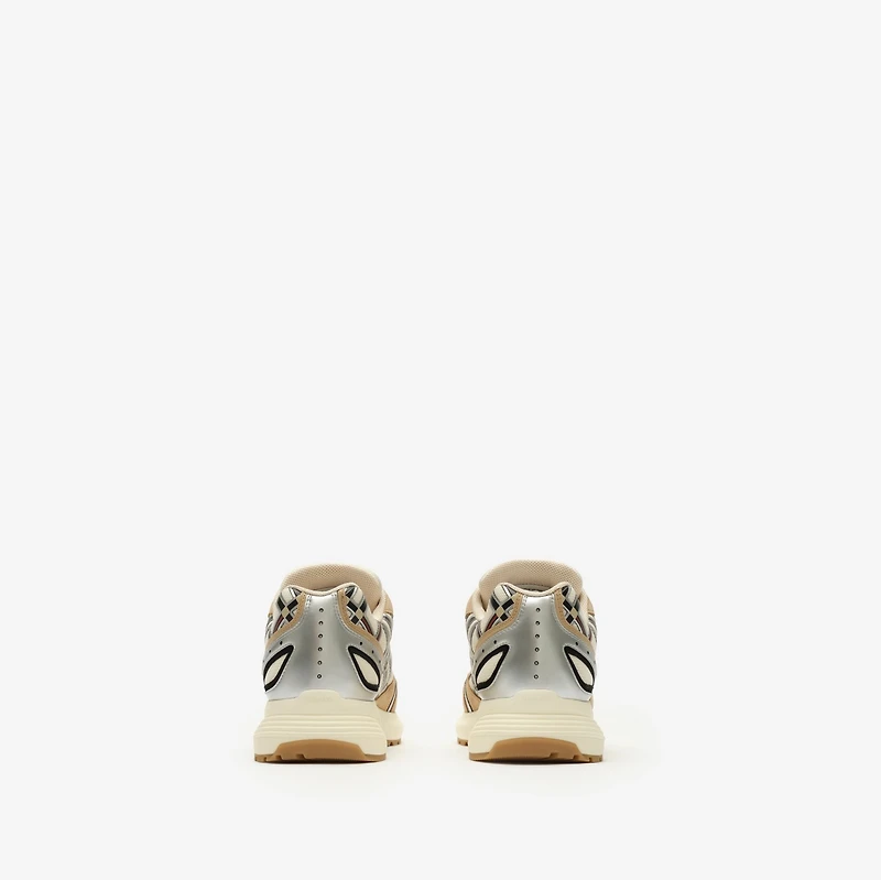 Nylon, Suede and Leather Eclipse Sneakers in Flax beige/silver - Women | Burberry® Official