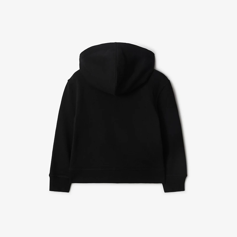 Check Label Cotton Zip Hoodie in Black | Burberry® Official