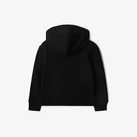 Check Label Cotton Zip Hoodie in Black | Burberry® Official