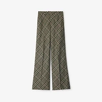 Check Wool Tailored Trousers in Crater - Women | Burberry® Official