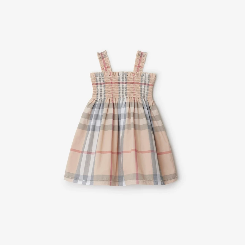Check Cotton Dress with Bloomers in Pale stone - Children | Burberry® Official