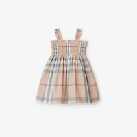Check Cotton Dress with Bloomers in Pale stone - Children | Burberry® Official