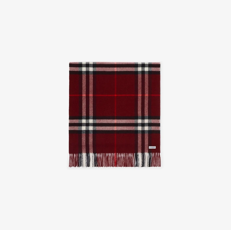 Wide Check Cashmere Scarf in Oxblood red | Burberry® Official