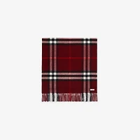 Wide Check Cashmere Scarf in Oxblood red | Burberry® Official