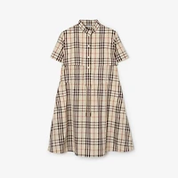 Check Cotton Dress in Almond beige - Women | Burberry® Official