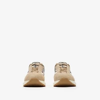 Nylon, Suede and Leather Eclipse Sneakers in Flax beige/silver - Men | Burberry® Official