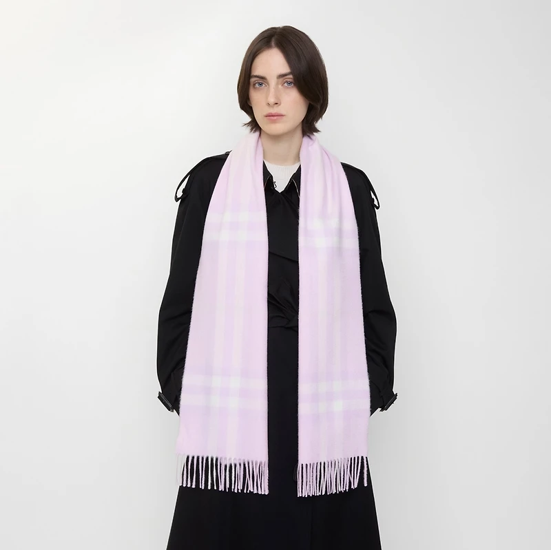 Check Cashmere Scarf in Fondant | Burberry® Official