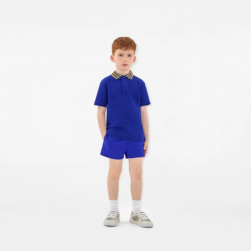 Check Collar Cotton Polo Shirt in Knight | Burberry® Official