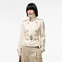 Cropped Tropical Gabardine Trench Jacket in Tundra white - Women | Burberry® Official