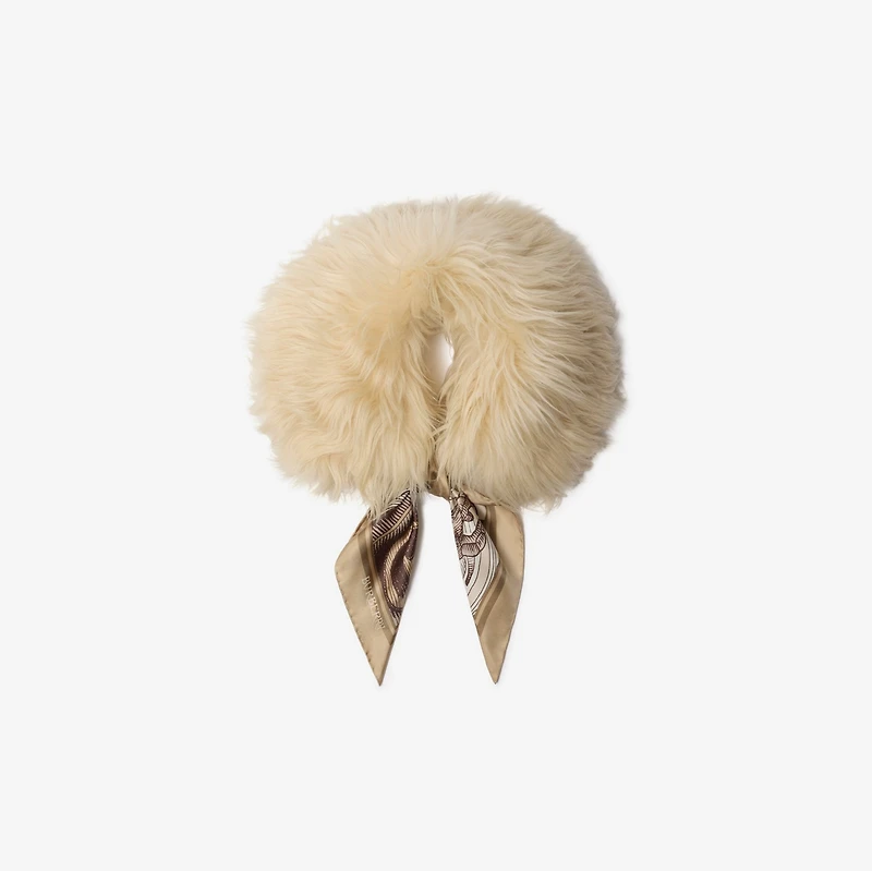 Scarf Trim Shearling Collar in Taupe beige/alpine white | Burberry® Official