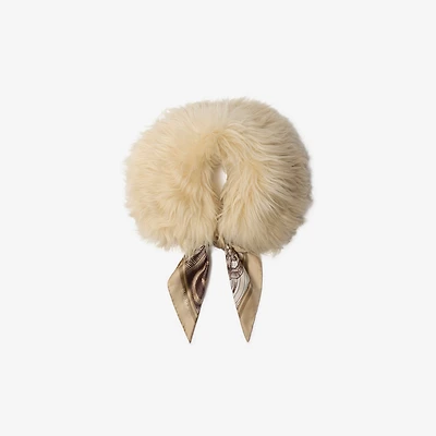 Scarf Trim Shearling Collar in Taupe beige/alpine white | Burberry® Official