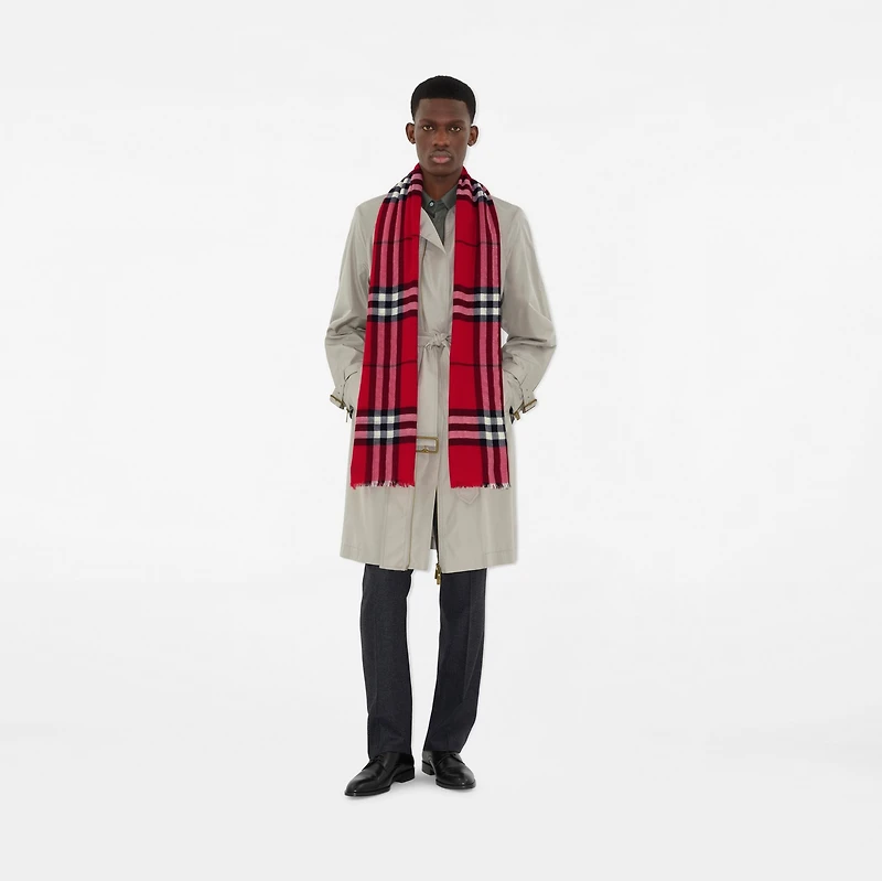 Wide Check Wool Scarf in Post red | Burberry® Official