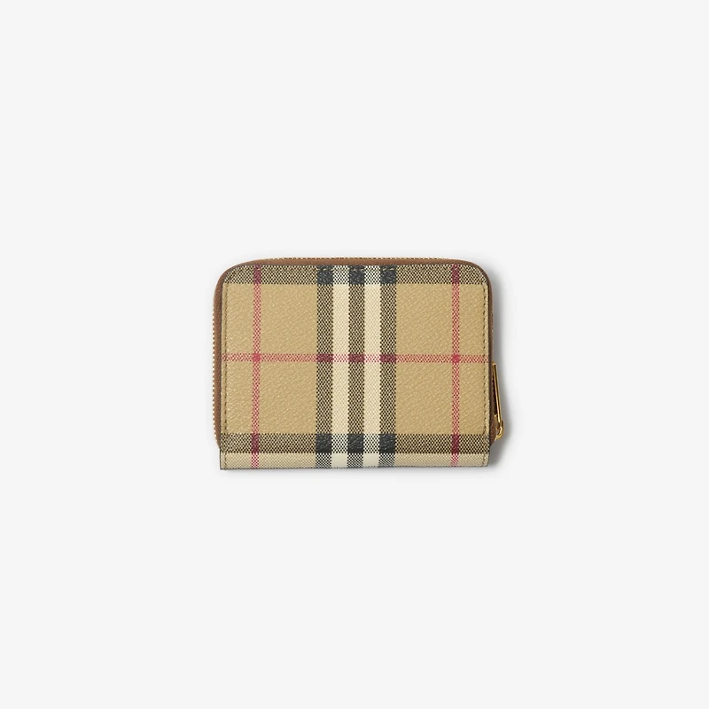 Small Check Zip Wallet in Archive beige/briar brown - Women | Burberry® Official