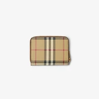 Small Check Zip Wallet in Archive beige/briar brown - Women | Burberry® Official