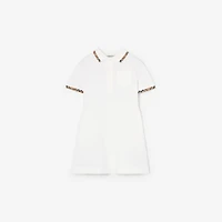Check Trim Cotton Polo Shirt Dress in White | Burberry® Official