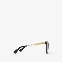 Check Engraved Square Sunglasses​ in Black - Women | Burberry® Official