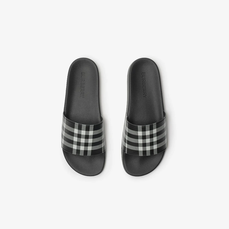 Check Slides in Black/calico - Men, Technical | Burberry® Official