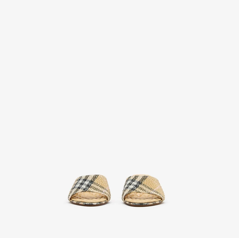 Rhinestone Check Sloane Mules in Rosewood brown - Women | Burberry® Official
