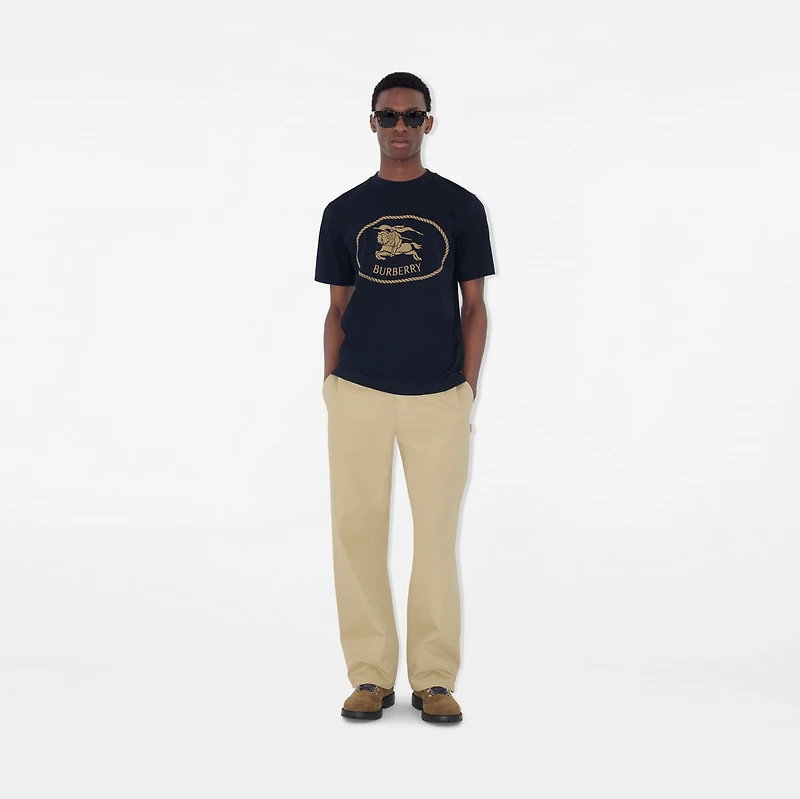 Knight Stamp Cotton T-shirt in Navy - Men | Burberry® Official
