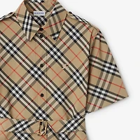 Check Cotton Shirt Dress in Sand - Women | Burberry® Official