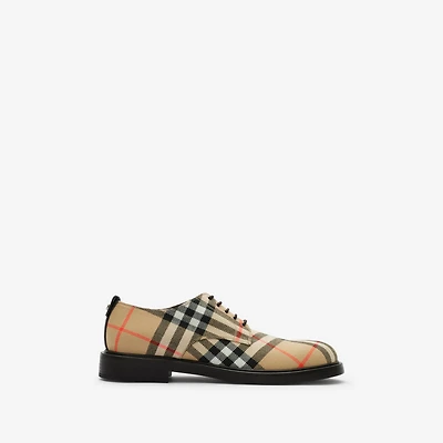 Check Pembroke Derby Shoes in Sand beige - Men | Burberry® Official