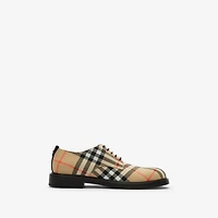Check Pembroke Derby Shoes in Sand beige - Men | Burberry® Official