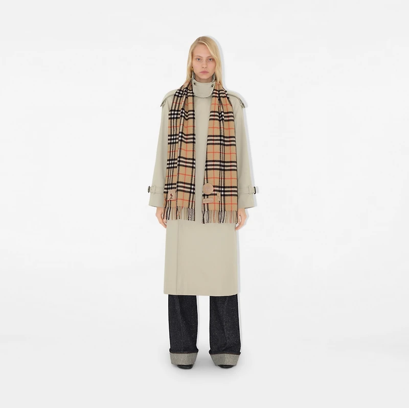 Badge Check Cashmere Scarf in Sand | Burberry® Official