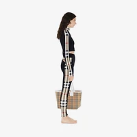 Check Trim Stretch Jersey Leggings in Black - Women, Nylon | Burberry® Official