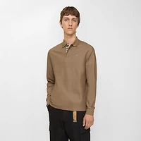 Long-sleeve Cotton Polo Shirt in Clay brown - Men | Burberry® Official