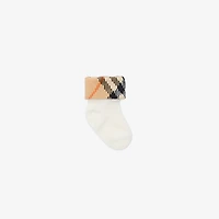 Two-piece Cotton Blend Socks Set in White/sand beige - Children | Burberry® Official