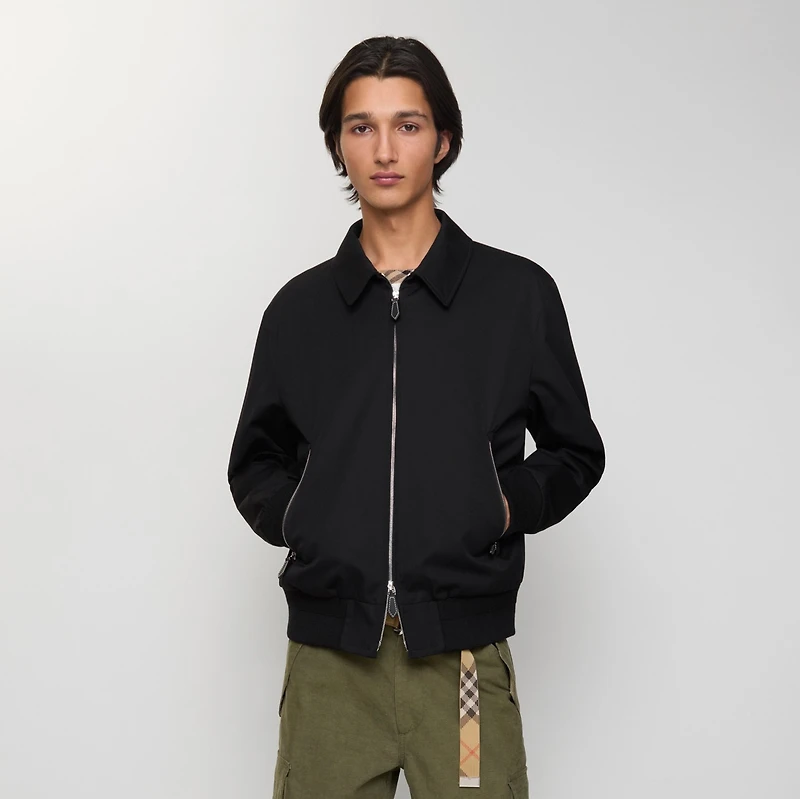 Gabardine Harrington Jacket in Black - Men | Burberry® Official