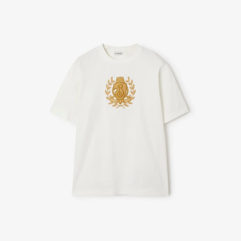 B Crest Cotton T-shirt in Chalk - Men | Burberry® Official