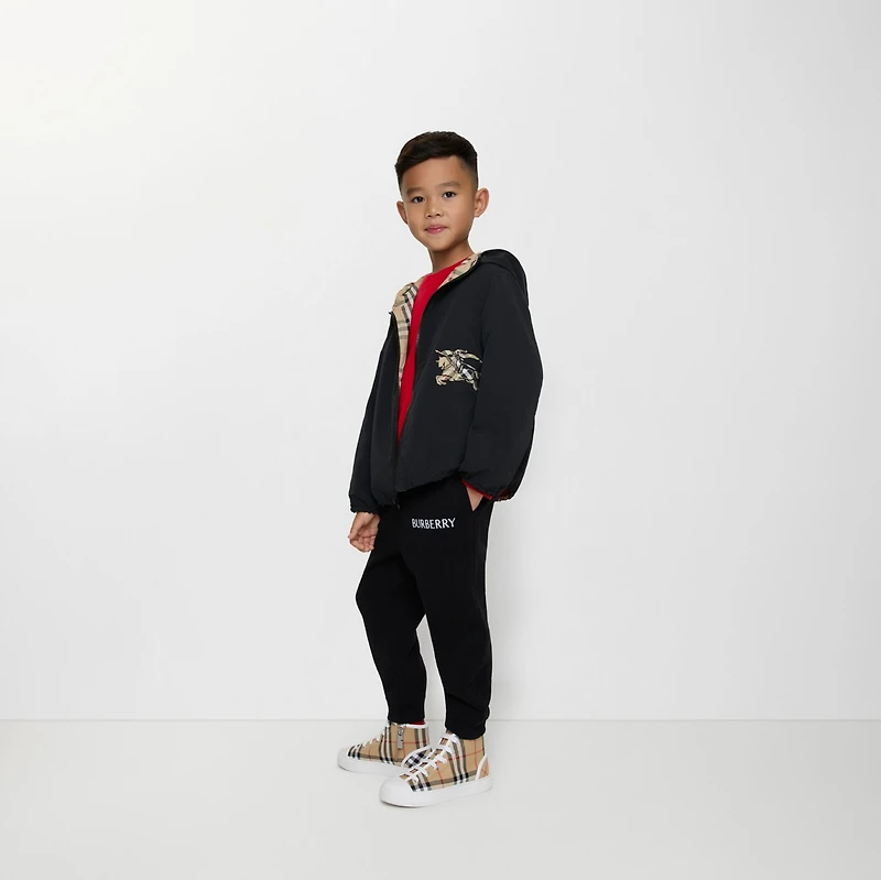 Reversible Check Hooded Jacket in Sand beige | Burberry® Official