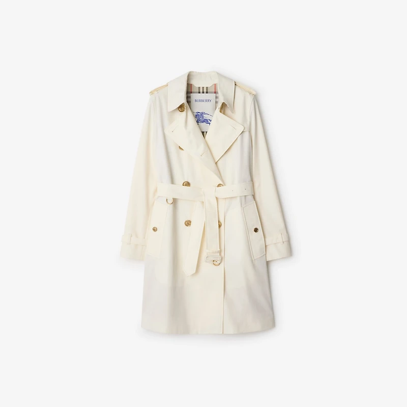 Mid-length Gabardine Kensington Trench Coat in Cotton - Women, Cotton Gabardine | Burberry® Official