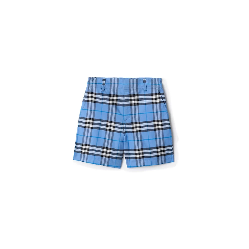 Check Cotton Oxford Shorts in Cornflower blue | Burberry® Official