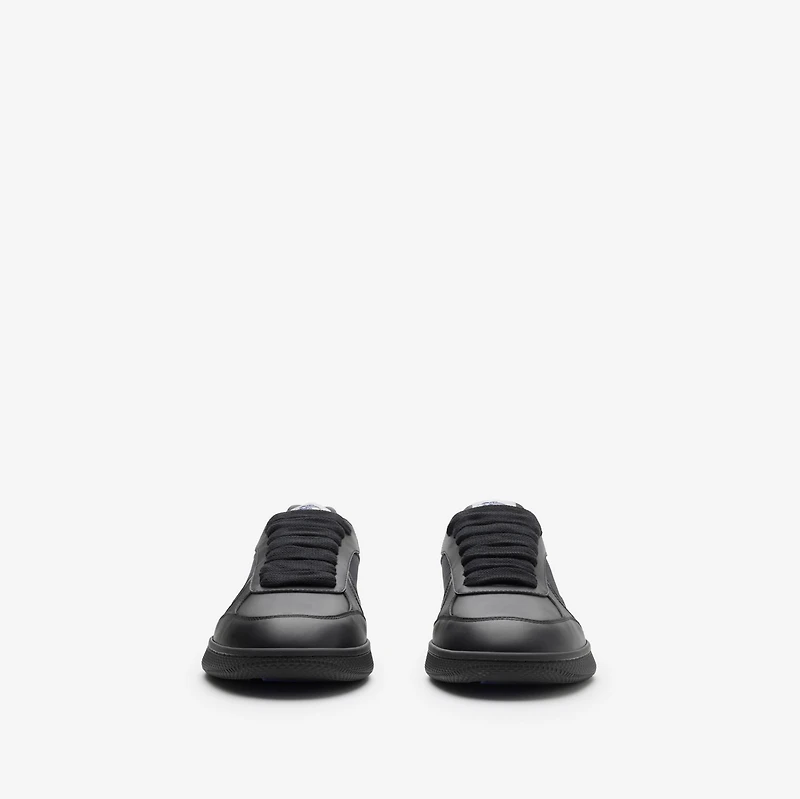 Leather and Check Terrace Sneakers​ in Black/storm blue - Men | Burberry® Official