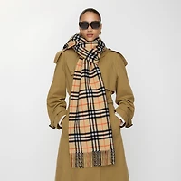 Check Cashmere Scarf in Sand | Burberry® Official