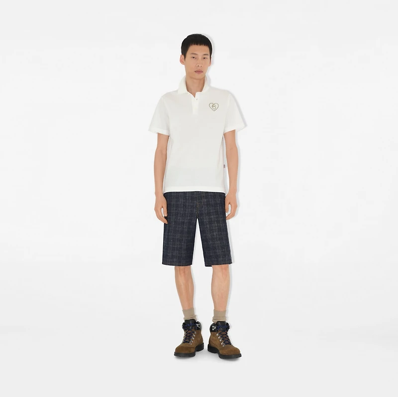 B Heart Cotton Polo Shirt in Chalk white - Men | Burberry® Official