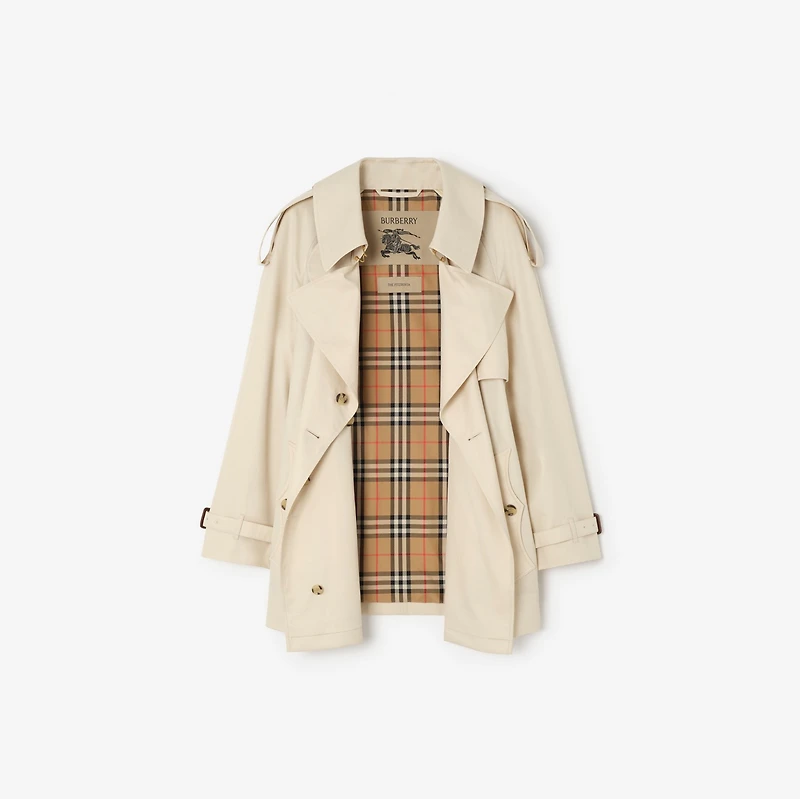 Short Tropical Gabardine Fitzrovia Trench Coat in Stone beige - Women | Burberry® Official