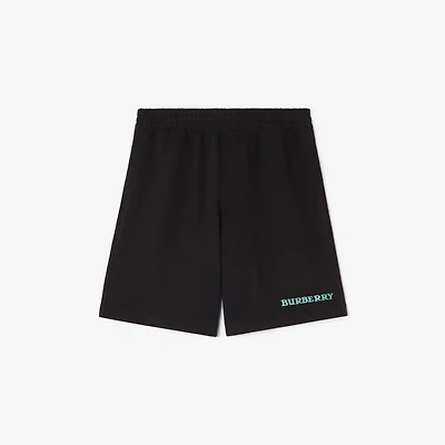 Logo Cotton Shorts in Black - Men | Burberry® Official
