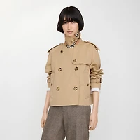 Cropped Gabardine Mayfair Trench Jacket in Honey beige - Women, Cotton | Burberry® Official