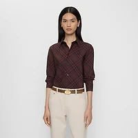 Slim Fit Check Cotton Shirt in Wine red - Women | Burberry® Official