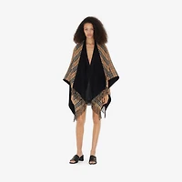 Check Wool Reversible Cape in Black | Burberry® Official