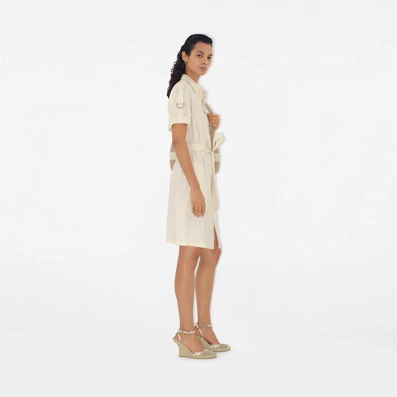Silk Blend Shirt Dress in Off white - Women | Burberry® Official