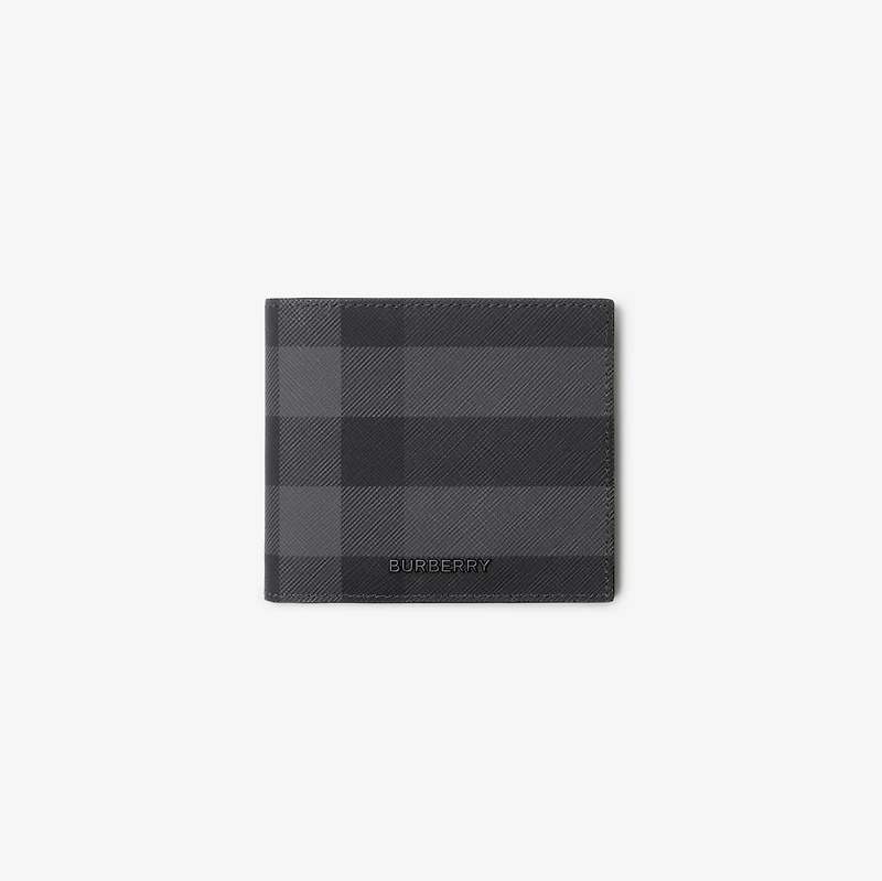 Check Bifold Wallet in Charcoal - Men, Canvas | Burberry® Official