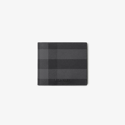 Check Bifold Wallet in Charcoal - Men, Canvas | Burberry® Official