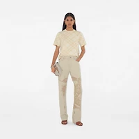 Check Stretch Cotton Blend T-shirt in Beach - Women | Burberry® Official