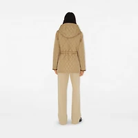 Quilted Nylon Parka in Flax